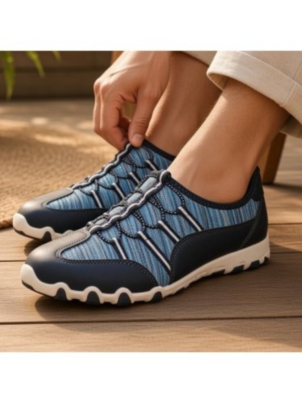 COMFORT VIEW Blue Print Slip On Comfort Shoes Ladies Size 8.5